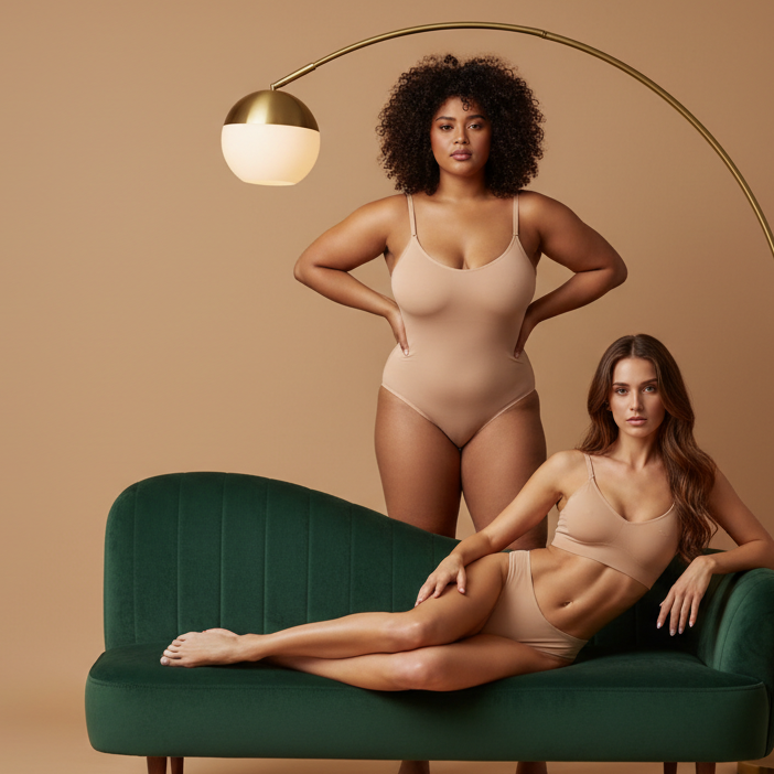 Campagne shapewear avec espace texte à gauche